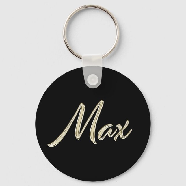 Max Name whitegold Button Schlüsselanhänger Keychain (Front)