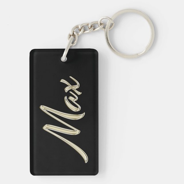 Max Name whitegold key trailer Keychain (Back)