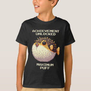 Max Puff Achieved Pixel Pufferfish Retro Gamer Art T-Shirt