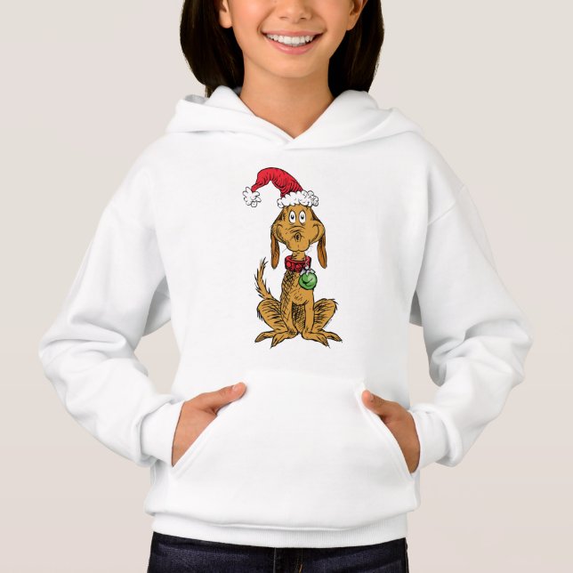 Max the Dog in Santa Hat Hoodie (Front)