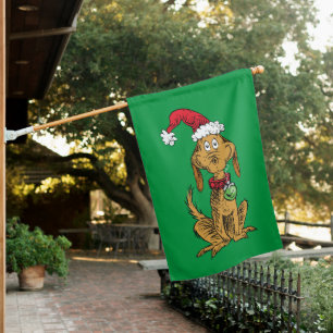 Max the Dog in Santa Hat House Flag