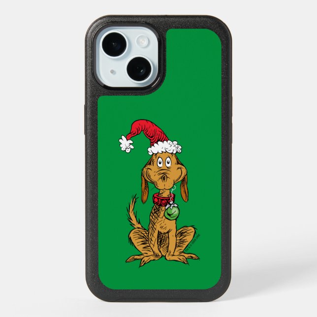 Max the Dog in Santa Hat iPhone 15 Case (Back)