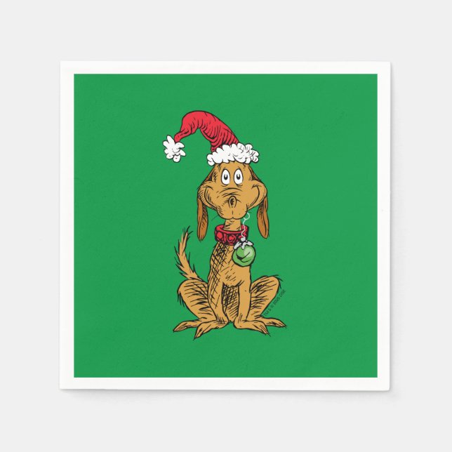 Max the Dog in Santa Hat Napkins (Front)