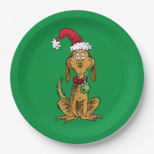 Max the Dog in Santa Hat Paper Plates