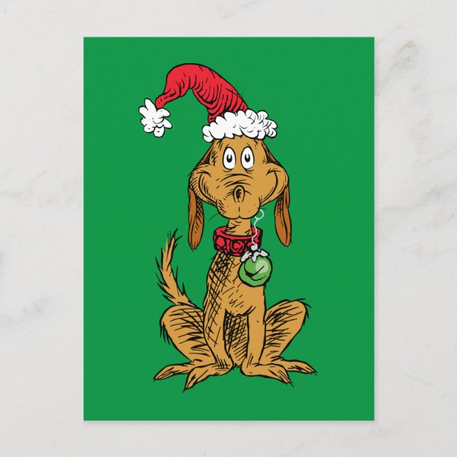 Max the Dog in Santa Hat Postcard (Front)