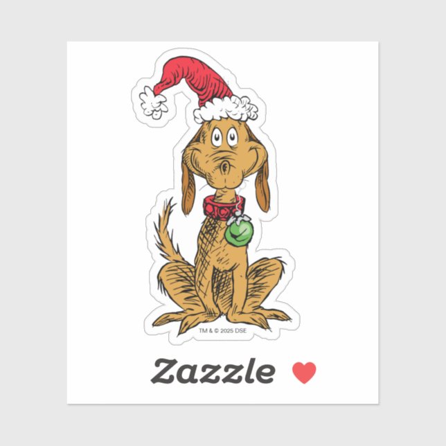 Max the Dog in Santa Hat Sticker (Sheet)