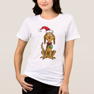 Max the Dog in Santa Hat Tri-Blend Shirt