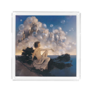 Maxfield Parrish Air Castles 1904 Vintage Fantasy  Acrylic Tray