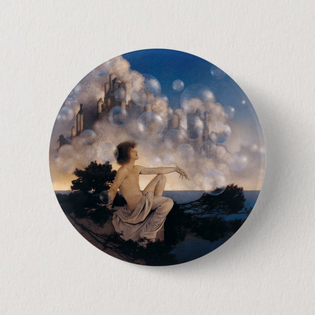 Maxfield Parrish Air Castles 1904 Vintage Fantasy  Button (Front)