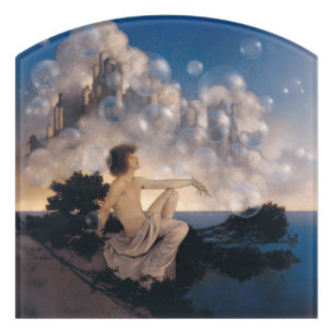Maxfield Parrish Air Castles 1904 Vintage Fantasy Door Sign