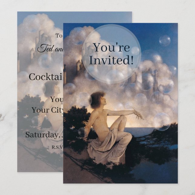 Maxfield Parrish Air Castles 1904 Vintage Fantasy  Invitation (Front/Back)