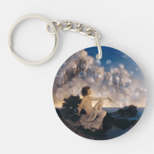 Maxfield Parrish Air Castles 1904 Vintage Fantasy Keychain