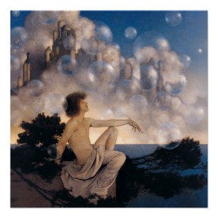 Maxfield Parrish Air Castles 1904 Vintage Fantasy Poster