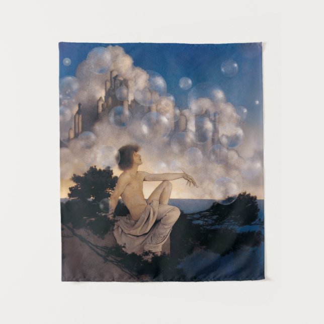 Maxfield Parrish Air Castles 1904 Vintage Fantasy  Tapestry (Front)