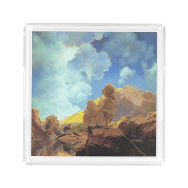 Maxfield Parrish Morning 1922 Cloud Blue Fine Art Acrylic Tray (Front)