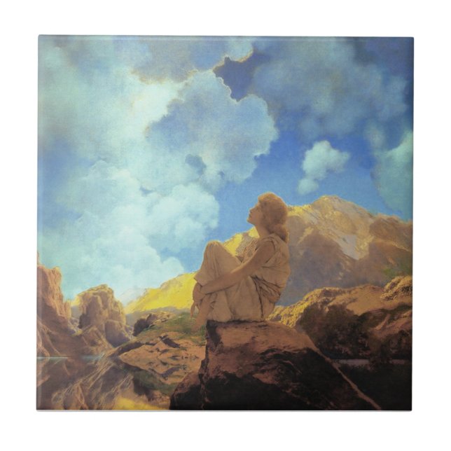 Maxfield Parrish Morning 1922 Cloud Blue Fine Art Ceramic Tile (Front)