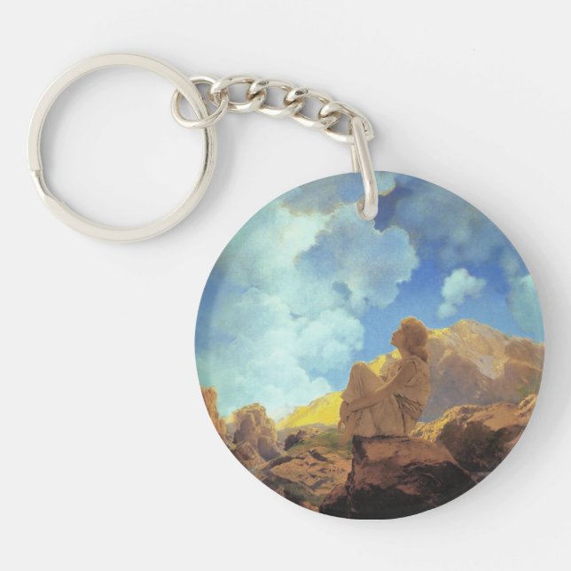 Maxfield Parrish Morning 1922 Cloud Blue Fine Art Keychain (Front)
