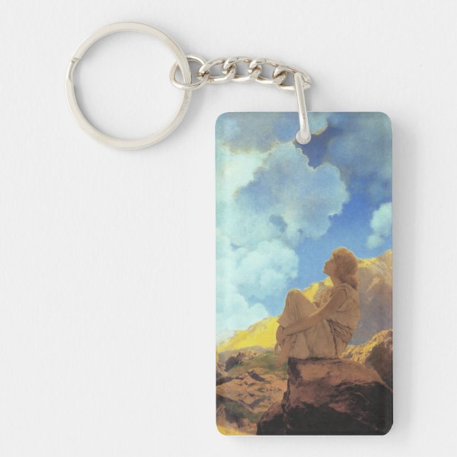 Maxfield Parrish Morning 1922 Cloud Blue Fine Art Keychain (Front)