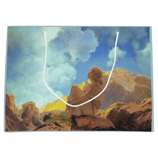 Maxfield Parrish Morning 1922 Cloud Blue Fine Art Large Gift Bag (Front)
