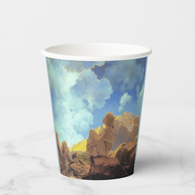 Maxfield Parrish Morning 1922 Cloud Blue Fine Art Paper Cups (Front)
