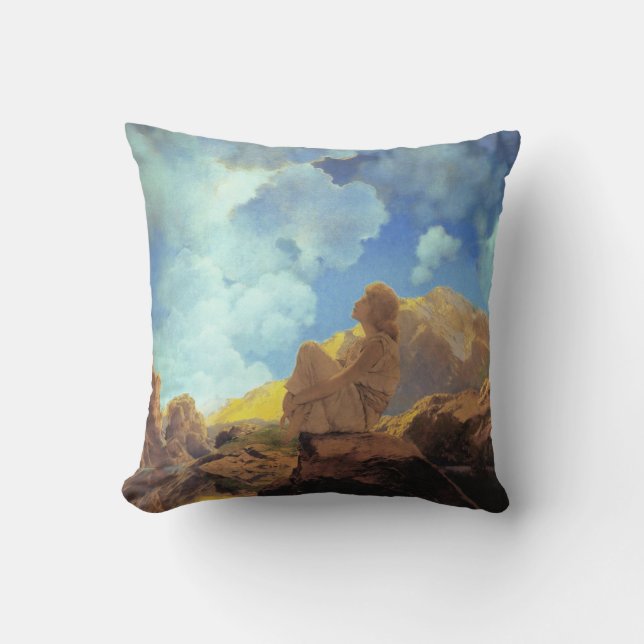 Maxfield Parrish Morning 1922 Cloud Blue Fine Art Throw Pillow (Front)