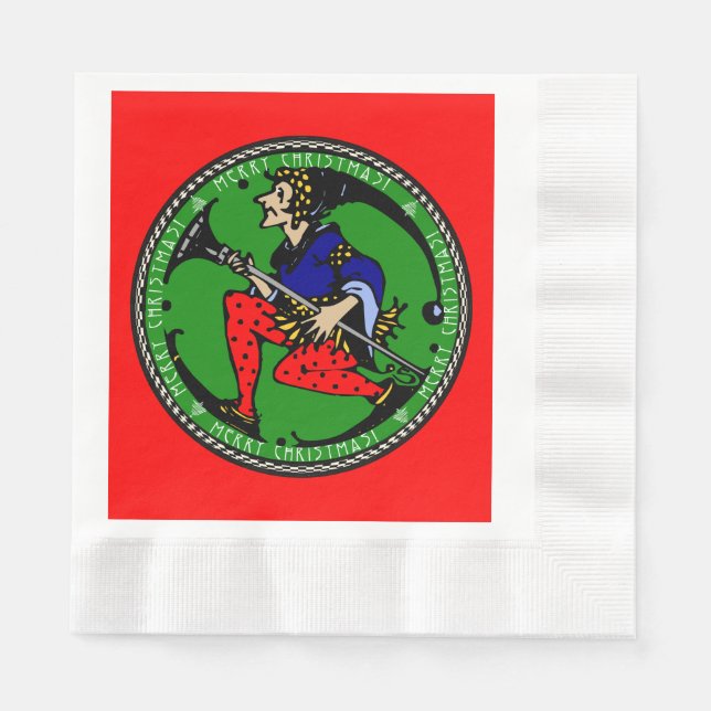 Maxfield Parrish-y Christmas Elf Napkins (Front)