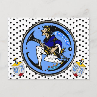 Maxfield Parrish-y Hanukkah Elf and Dreidel Holiday Postcard