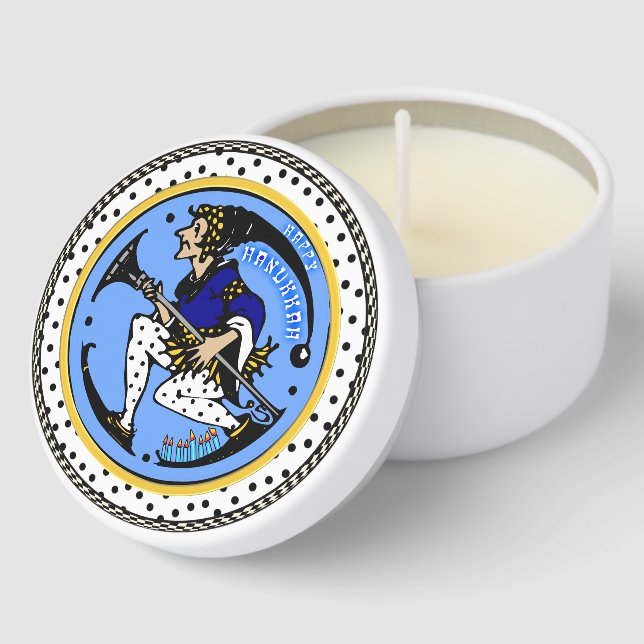 Maxfield Parrish-y Hanukkah Elf v2 Mini Candle Favors (Corner)