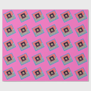 Maximalism Birthday Colorful Checkered Floral Wrapping Paper