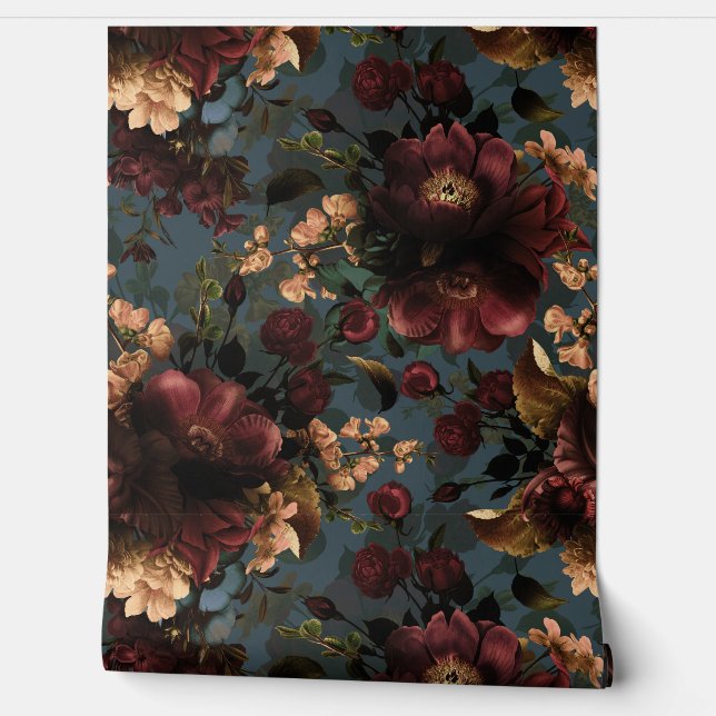 Maximalism Bold Goth Moody Florals  Wallpaper (Unrolling)