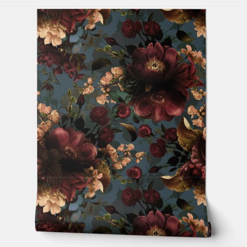 Maximalism Bold Goth Moody Florals  Wallpaper