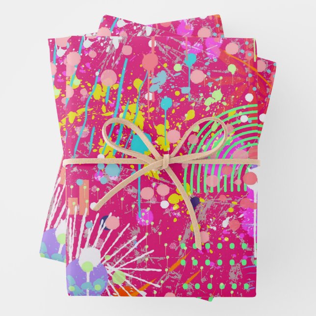 Maximalist Abstract Art: the Candy Store Wrapping Paper Sheets (In situ)