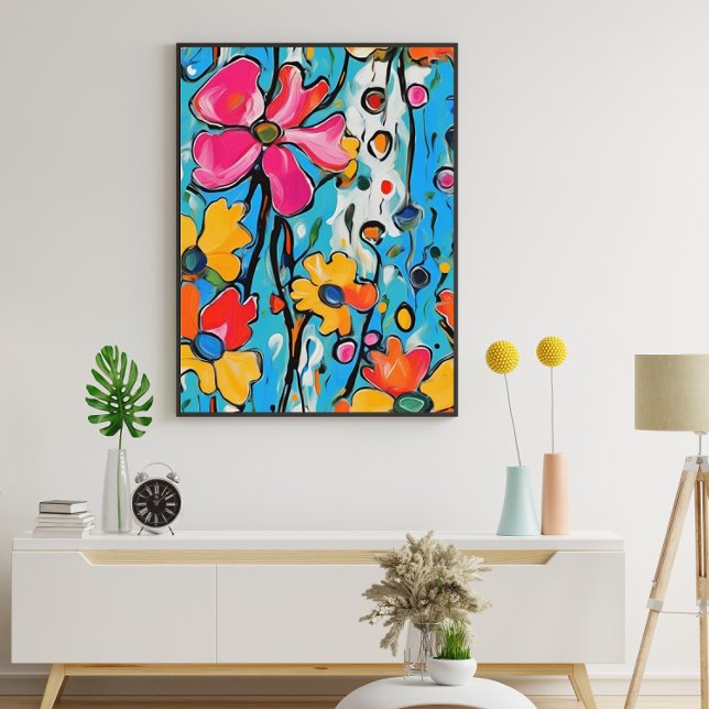 Maximalist Abstract Colorful Floral Painting  Poster (Creator Uploaded)