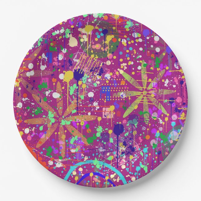 Maximalist Abstract in Bold Color Paper Plates (Front)