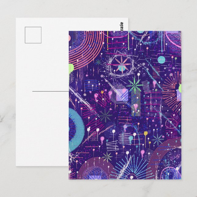 Maximalist Abstract on Purple Postcard (Front/Back)