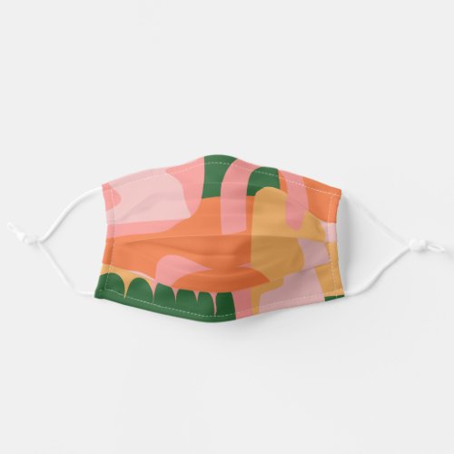Maximalist Abstract Shapes Collage Green Orange Adult Cloth Face Mask