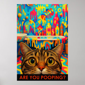 Maximalist Bathroom Wall Art, American Shorthair Poster
