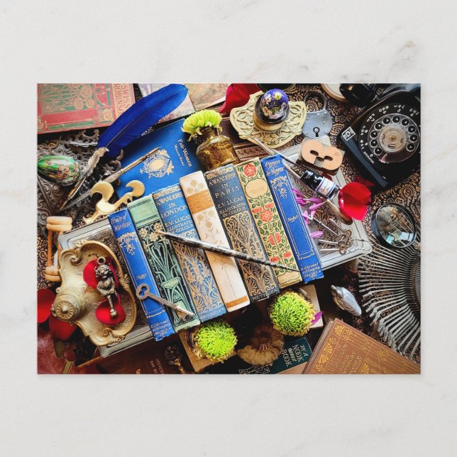 Maximalist Bibliophile Holiday Postcard (Front)