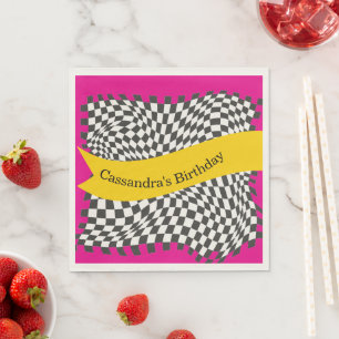 Maximalist Birthday Checkered Colorful Napkins