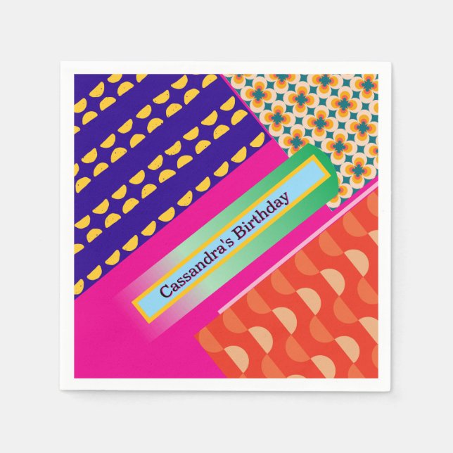 Maximalist Birthday Repeating Patterns Colorful  Napkins (Front)