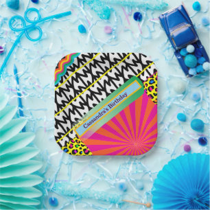 Maximalist Birthday Repeating Patterns Colorful  Paper Plates