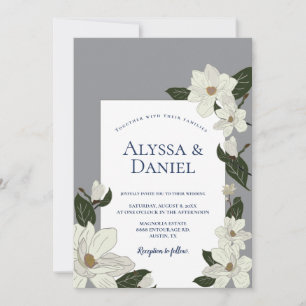 Maximalist Blooms Bold Magnolia Wedding Invitation