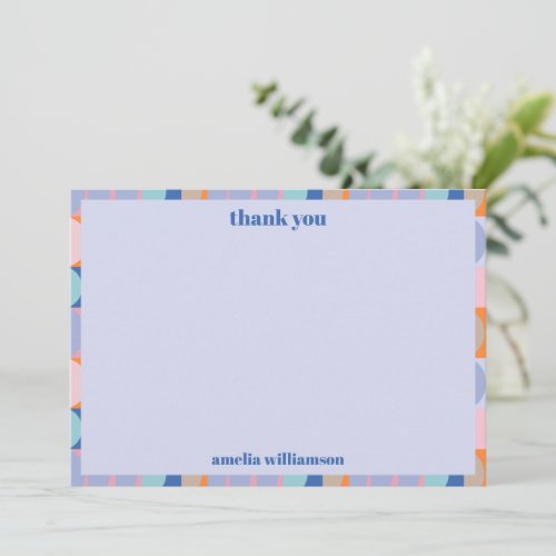 Maximalist Blue Purple Personalized Bridal Shower Thank You Card