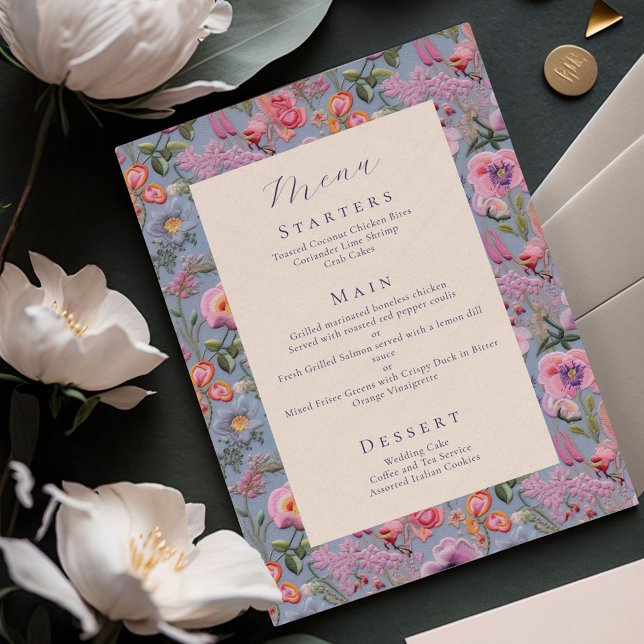 Maximalist Botanical Embroidery Wedding Menu (Creator Uploaded)