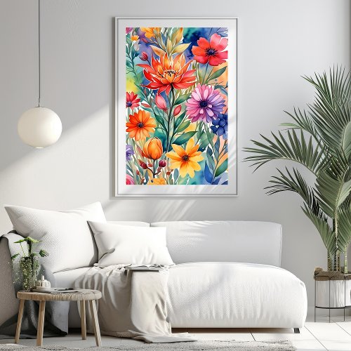 Maximalist Colorful Flowers Art Print