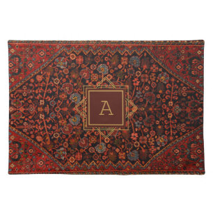 Maximalist Decor Monogrammed Vintage Rug Pattern Cloth Placemat