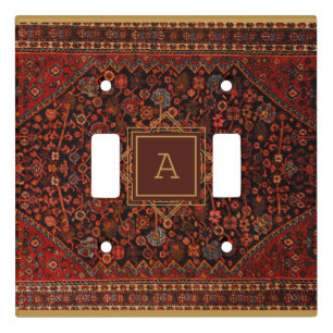 Maximalist Decor Monogrammed Vintage Rug Pattern Light Switch Cover