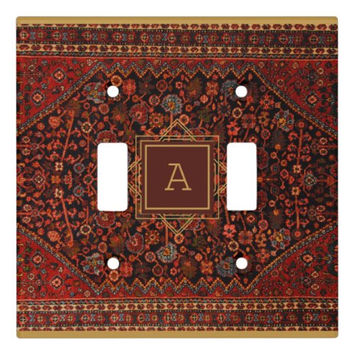 Maximalist Decor Monogrammed Vintage Rug Pattern Light Switch Cover