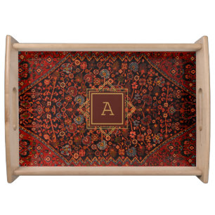 Maximalist Decor Monogrammed Vintage Rug Pattern Serving Tray
