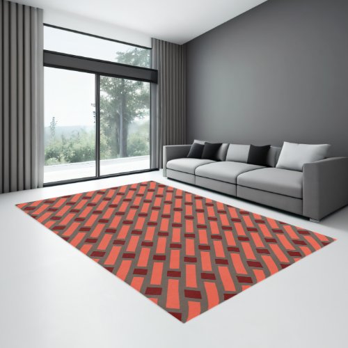 Maximalist Diagonal Abstract Basketweave Pattern Rug